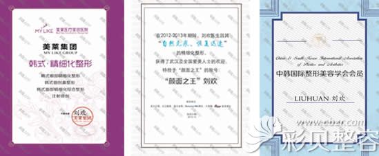 劉歡醫(yī)生部分證書