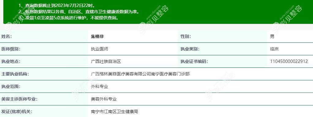 朱格非 南寧格林美菲醫(yī)療美容門診部
